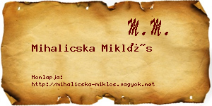 Mihalicska Miklós névjegykártya